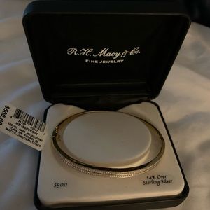 NWT 14k gold over silver bridge diamond bangle